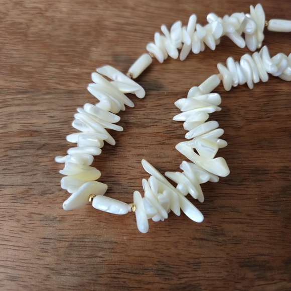 Off White Polished Shell Necklace - Picture 3 of 7